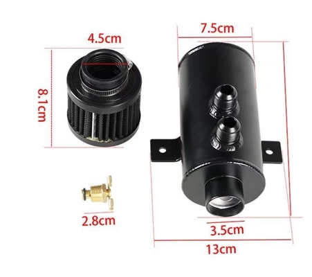 ユニバーサル 750ML オイルキャッチ缶 容器 タンク 磨いたアルミ W/呼吸フィルター 卓越した性能のためにAN10を混乱させる