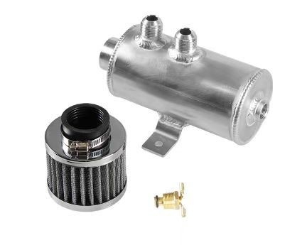 ユニバーサル 750ML オイルキャッチ缶 容器 タンク 磨いたアルミ W/呼吸フィルター 卓越した性能のためにAN10を混乱させる